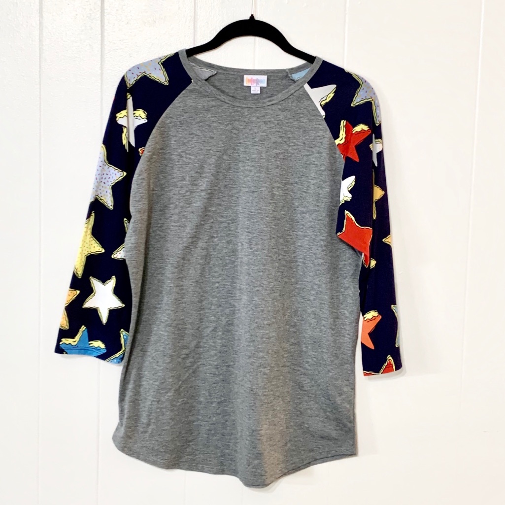 2/20 Last Chance Lularoe 3/4 Sleeve Stars Gray Shirt Large